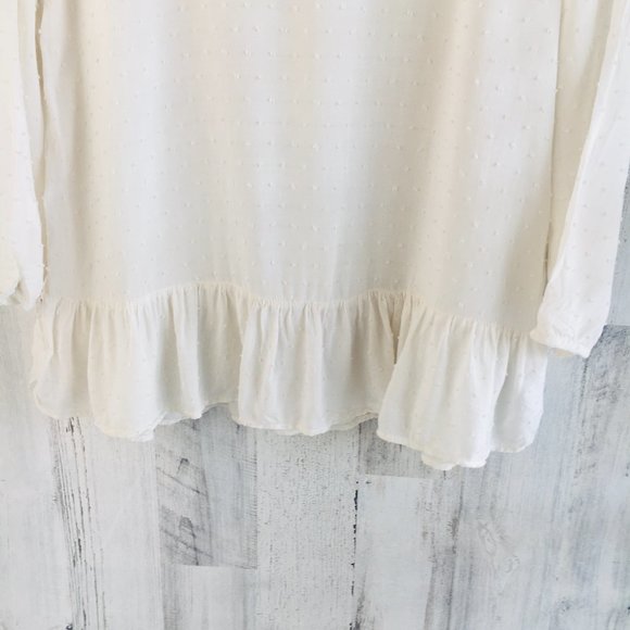 Velvet Graham Spencer Swiss Dot Ruffle Hem Top - Picture 3 of 11